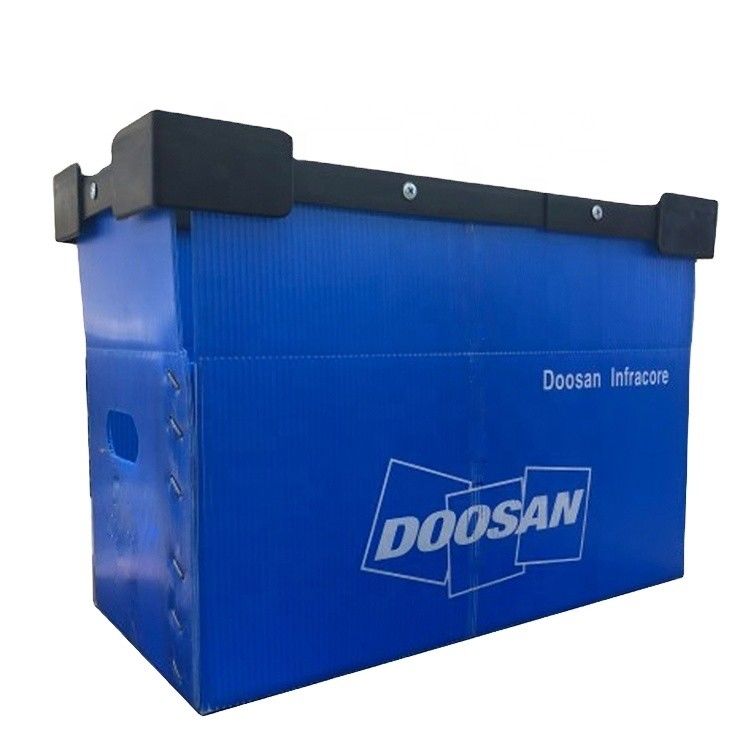 Blauwe 300kg-Ladings Plastic Coaming Opvouwbare Plastic de Palletdoos van Dooscoreflute